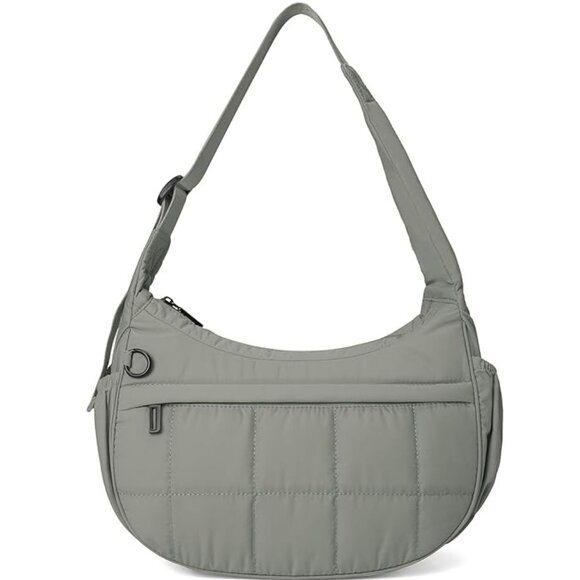 Handbags - Green Small Puffer Purses Crescent Bag Hobo Handbag